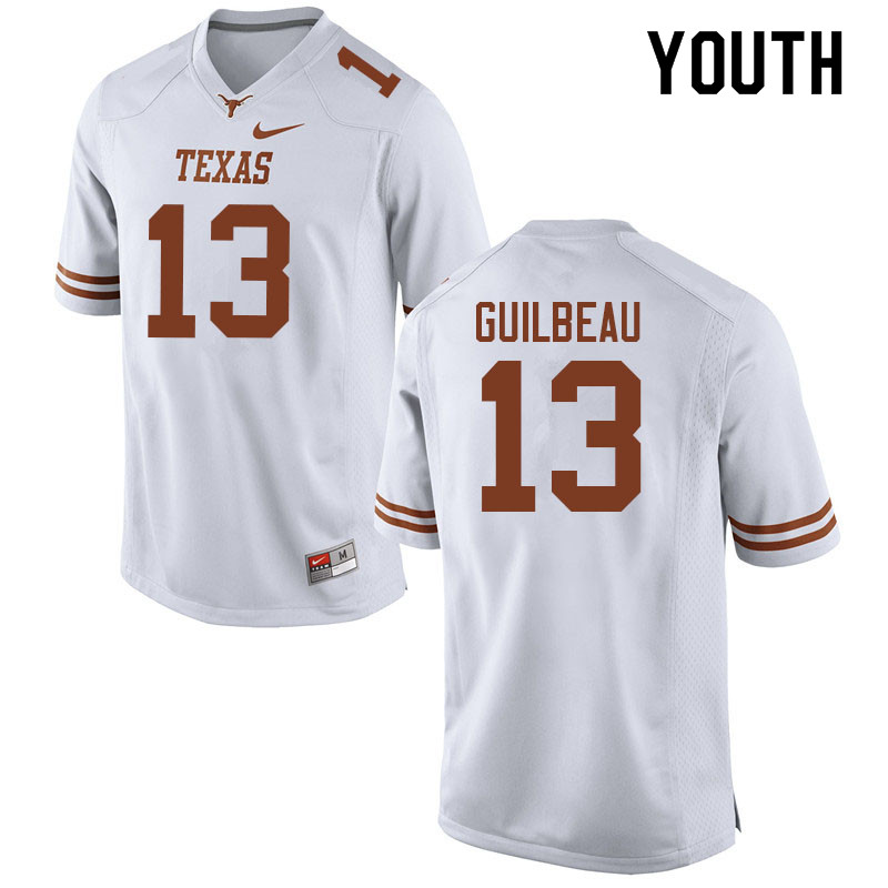 Youth #13 Jaylon Guilbeau Texas Longhorns College Football Jerseys Sale-White